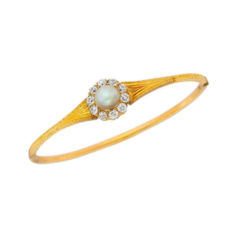 14k gold pearl diamond bracelet