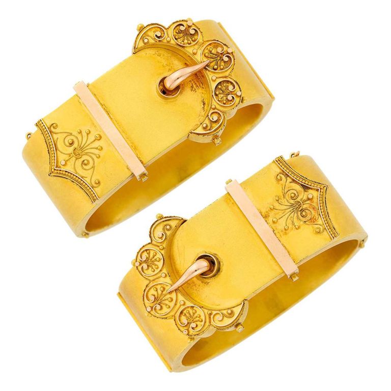 14k gold buckle bangle bracelets