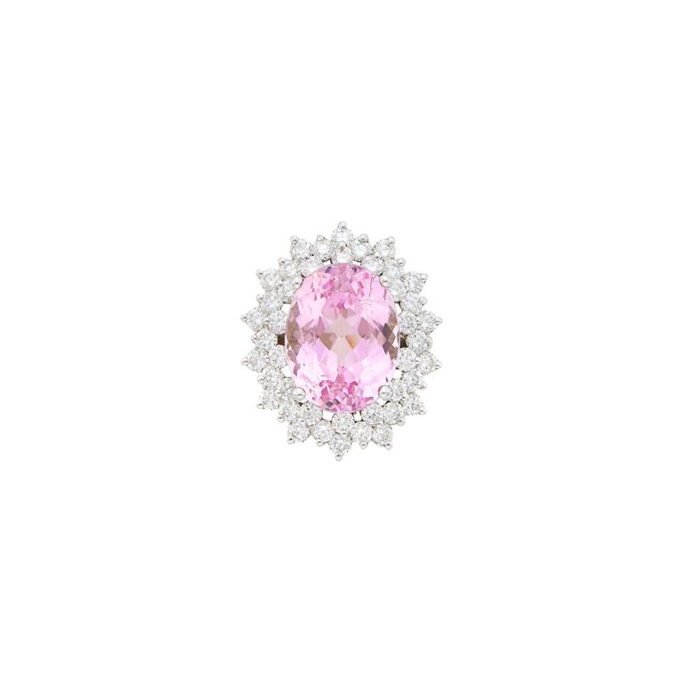 14k white gold kunzite diamond ring