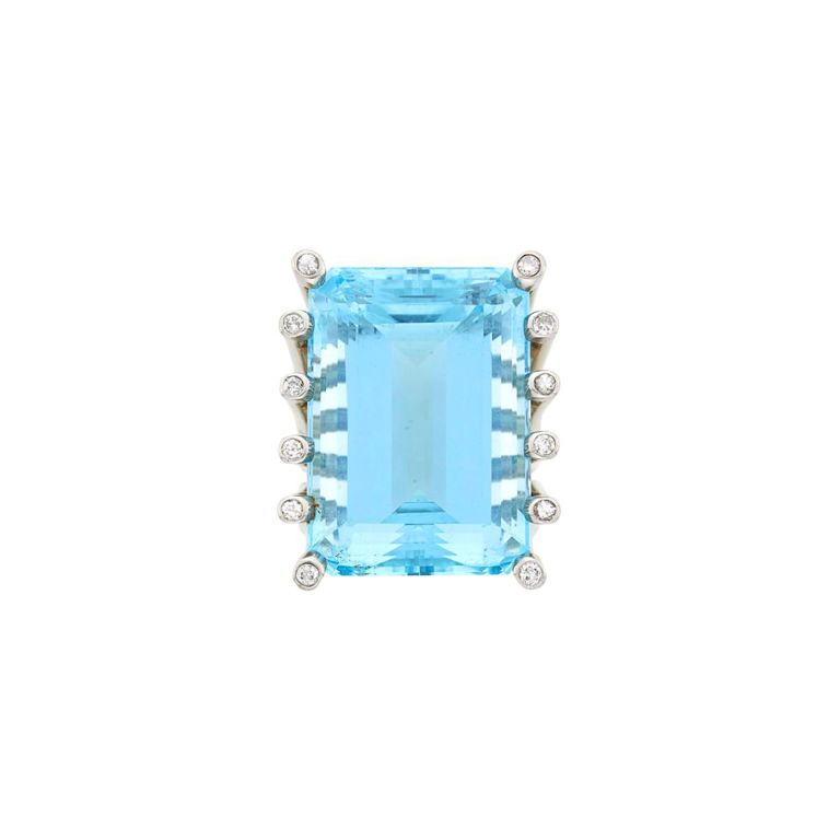 18k white gold aquamarine diamond ring