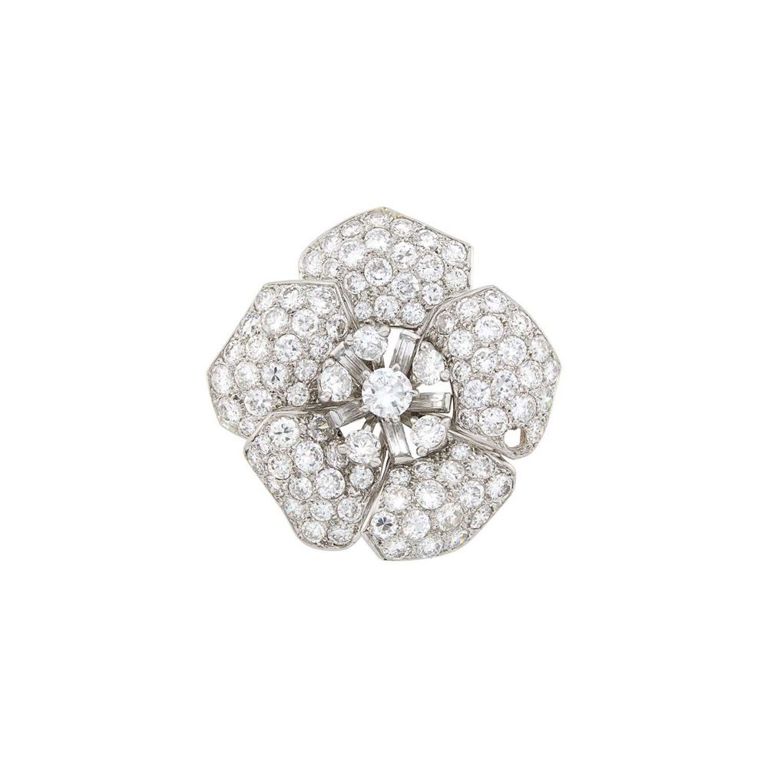 Platinum diamond brooch