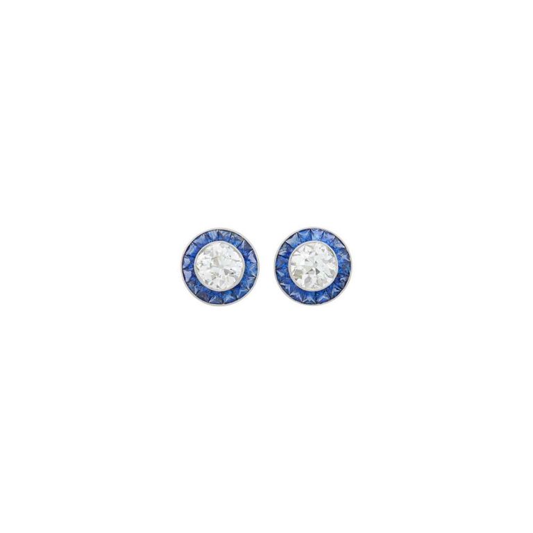 Platinum sapphire diamond earrings