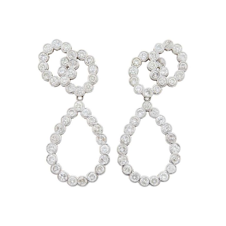 14k white gold diamond earrings
