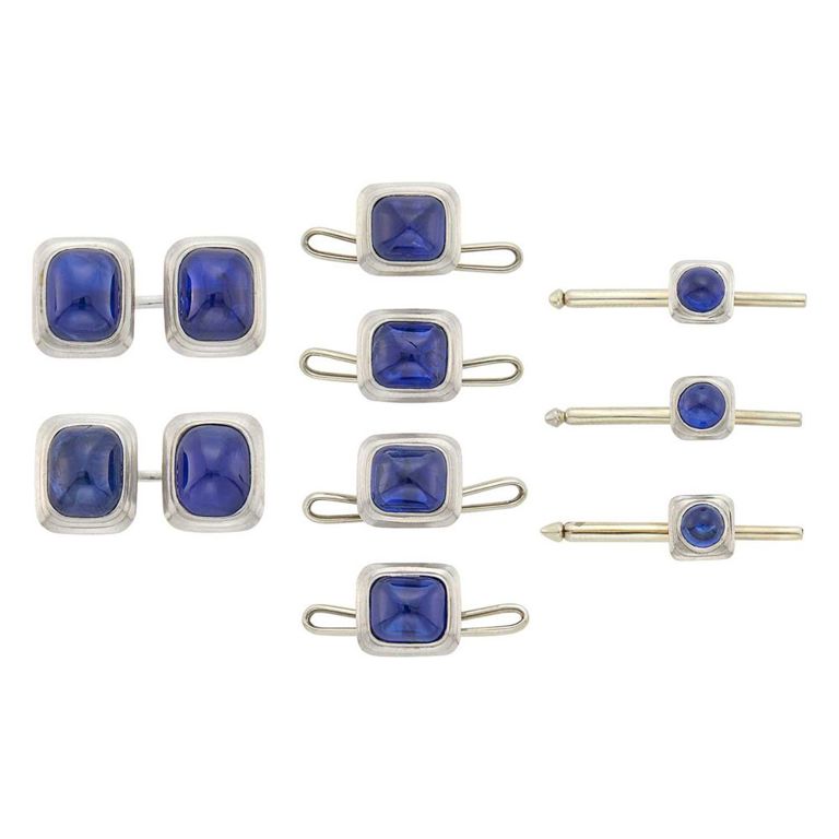 Platinum cabochon sapphire dress set