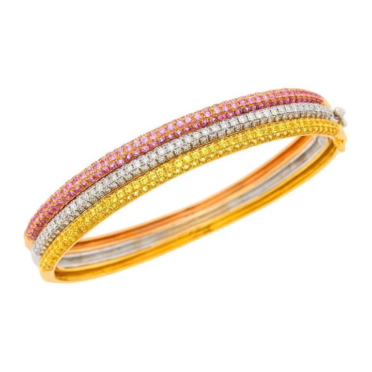 18k tricolor gold sapphire diamond bracelet