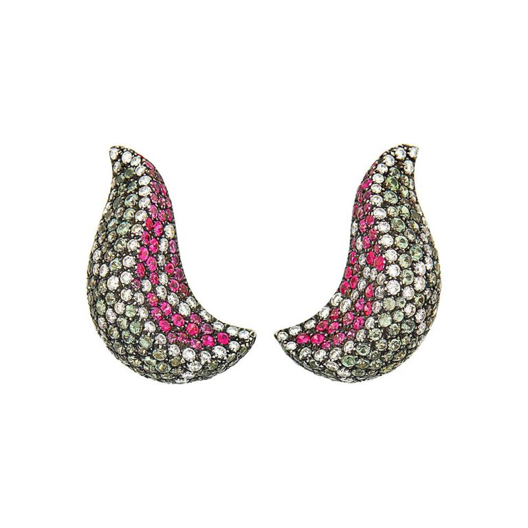 18k blackened gold sapphire diamond earrings