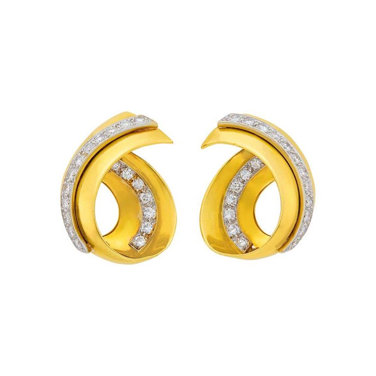 18k two-tone gold diamond earrings