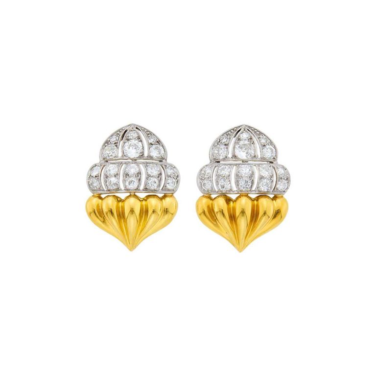 18k gold platinum diamond earrings