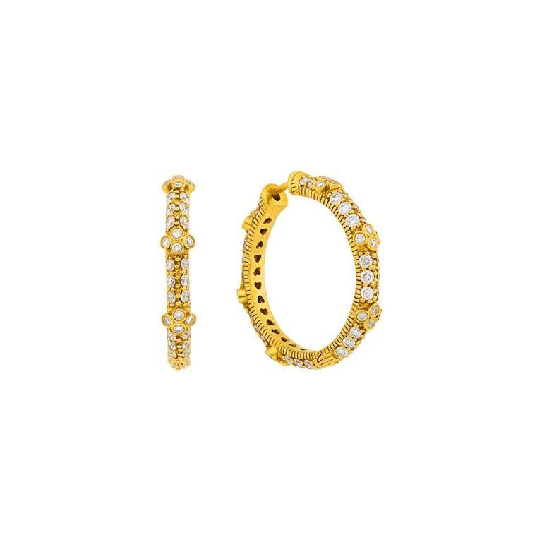 18k gold diamond hoop earrings