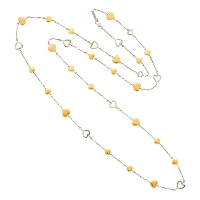 18k two-tone gold heart necklace