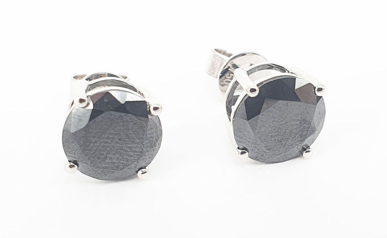 18k white gold black diamond earrings