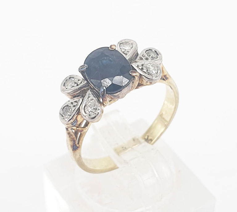 14k gold sapphire diamond ring