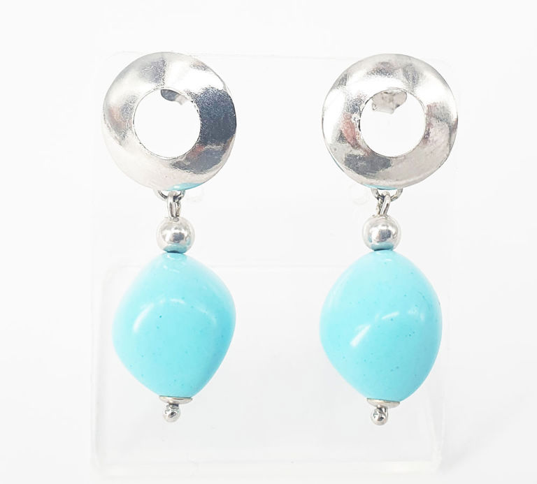 18k white gold turquoise earrings