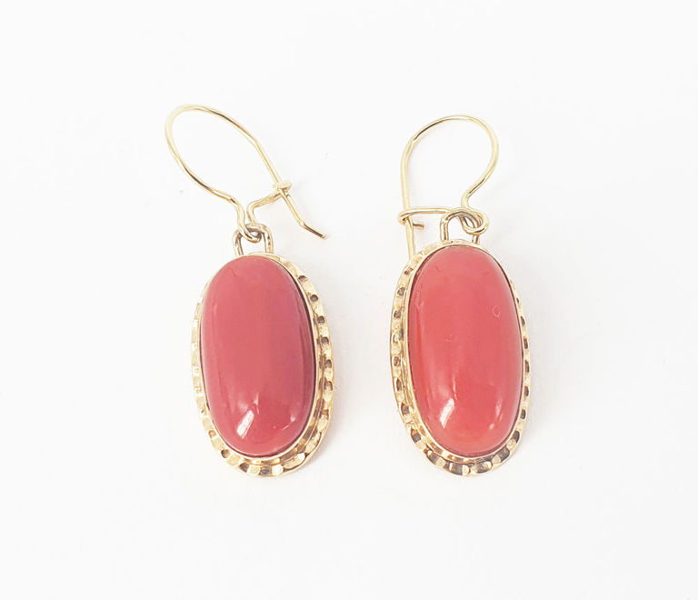 9k gold coral earrings