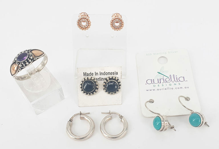 Silver amethyst jewelry set