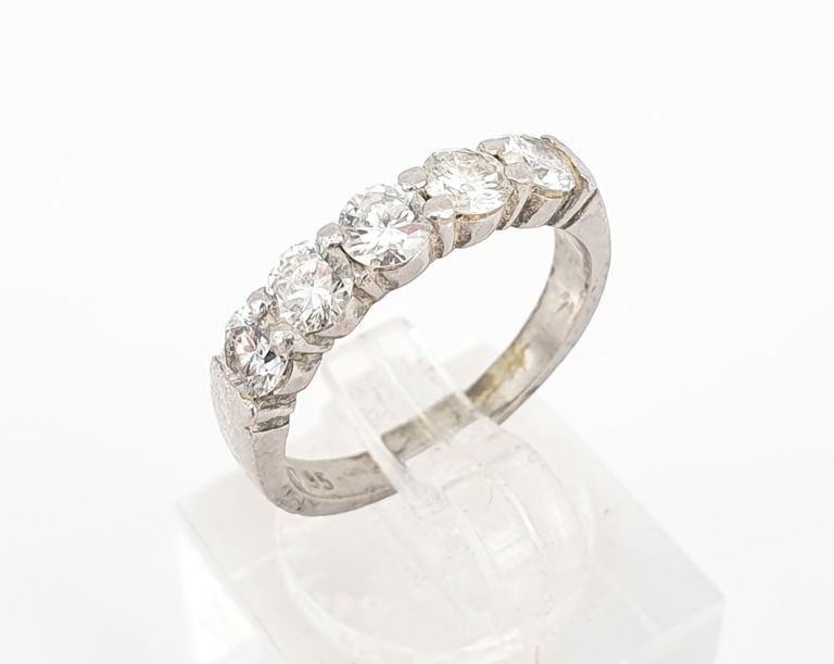 Platinum five-stone diamond ring