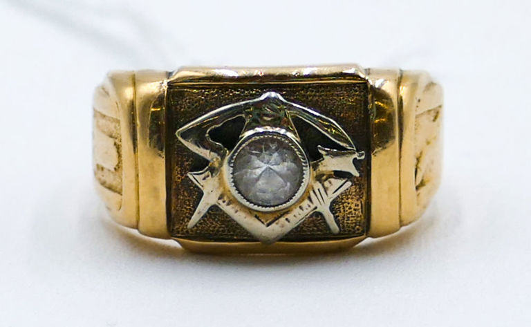 18k/10k gold antique men's masonic ring