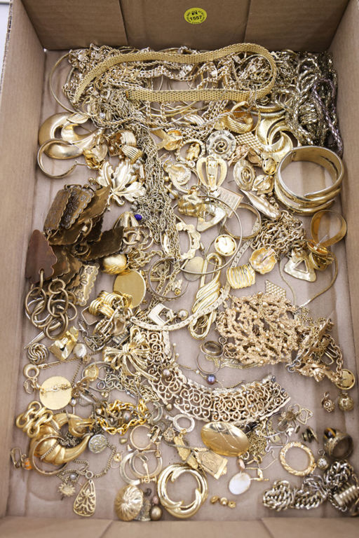 Gold costume jewelry box