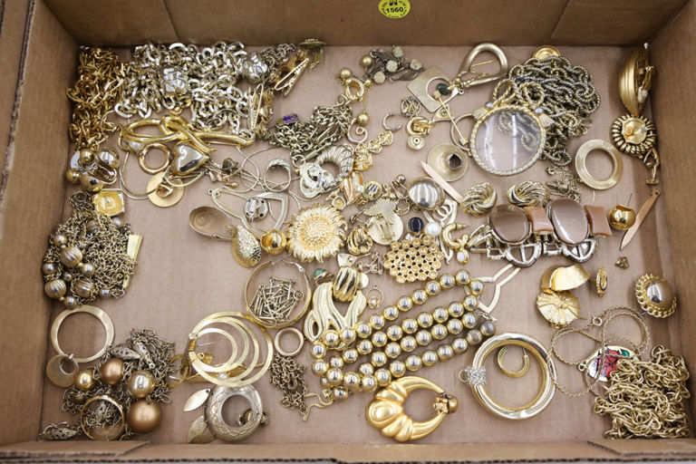 Gold costume jewelry box