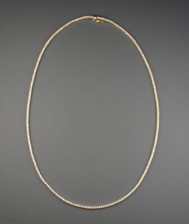 14k yellow gold diamond tennis necklace