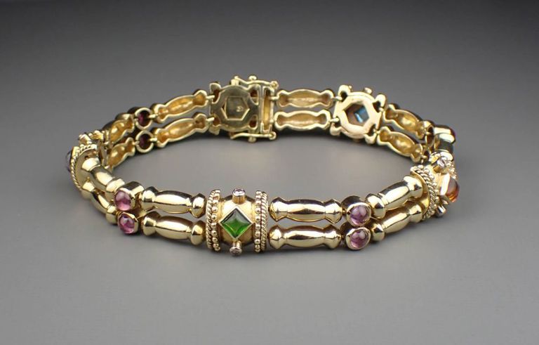 14k gold gemstones bracelet