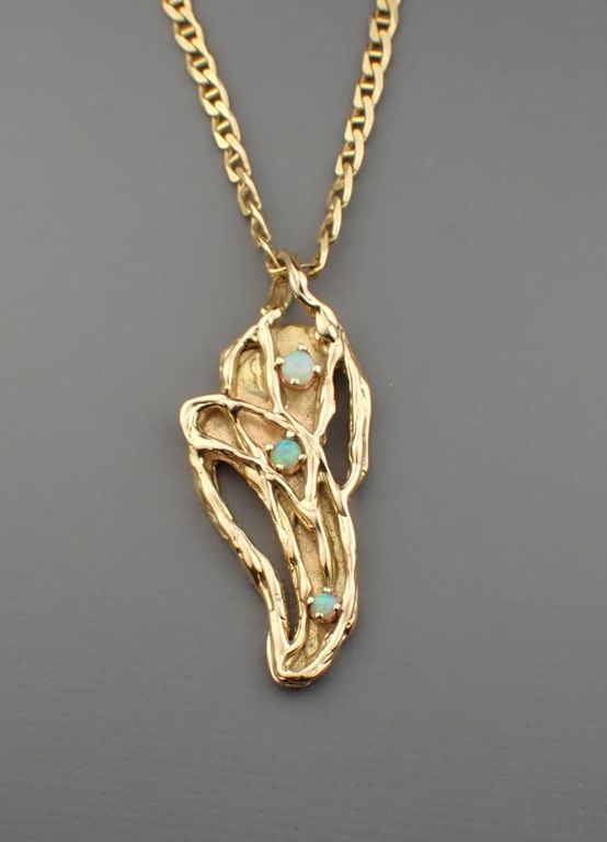 14k gold opal pendant necklace