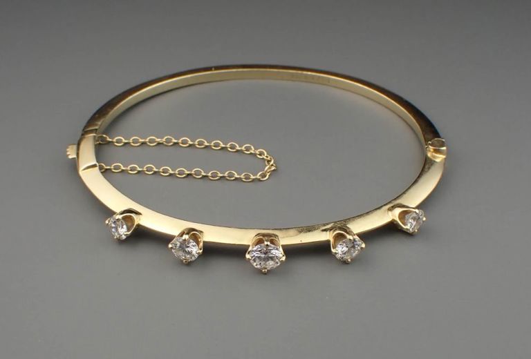 14k gold bangle diamond bracelet