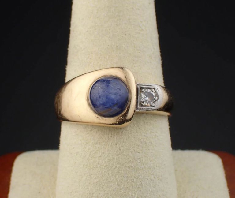 14k gold sapphire and diamond ring