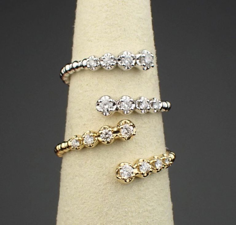 14k gold diamond bypass rings