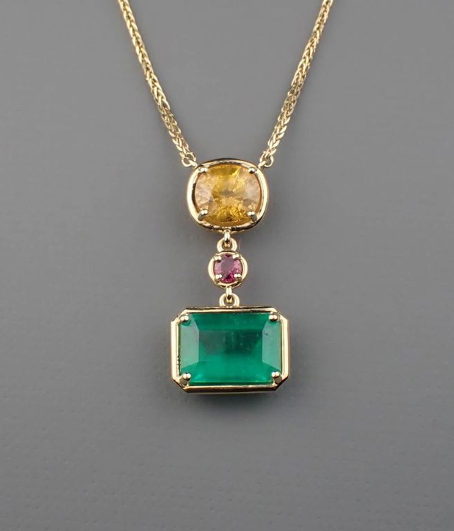 14k gold emerald sapphire ruby necklace