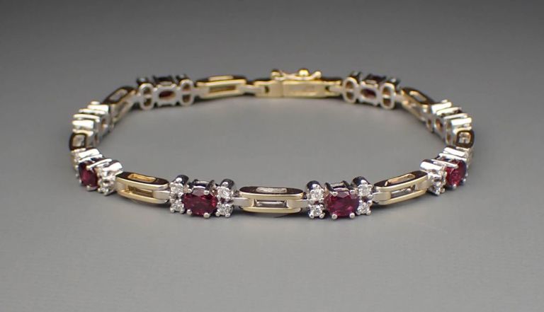 14k gold ruby and diamond bracelet