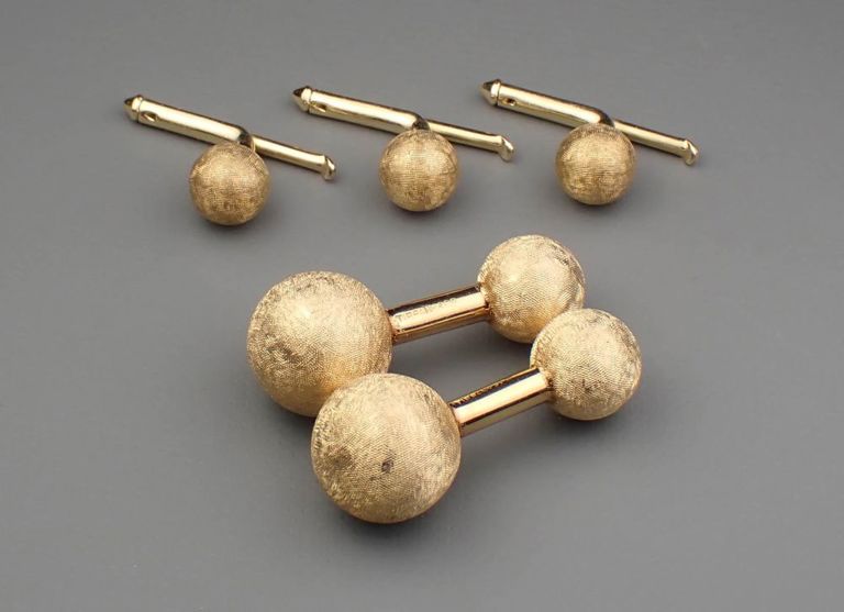 14k gold cufflink and stud set