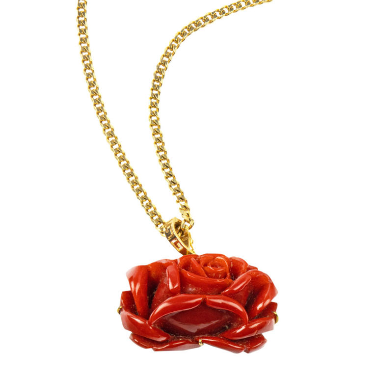 14k gold coral pendant necklace