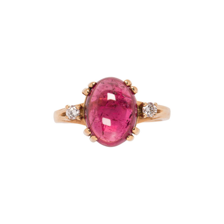 14k gold pink tourmaline diamond ring