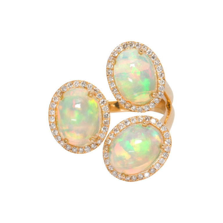 18k gold opal and diamond ring