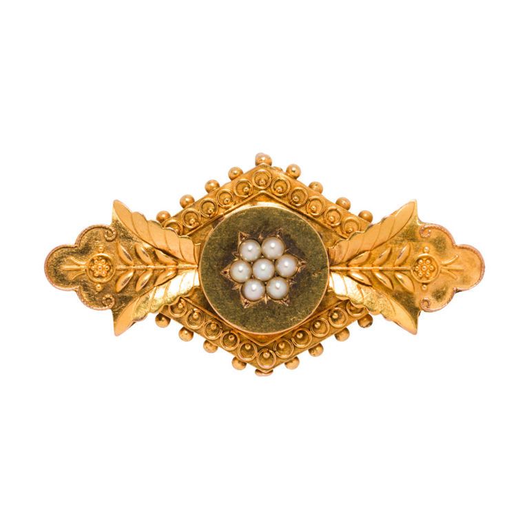Antique 14k gold pearl brooch