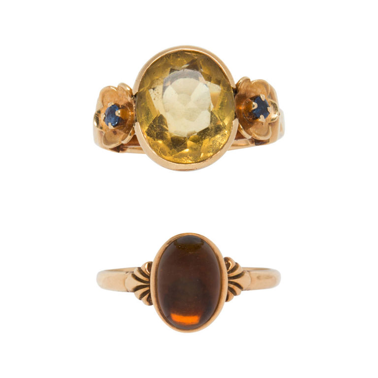 Citrine and 14k gold rings