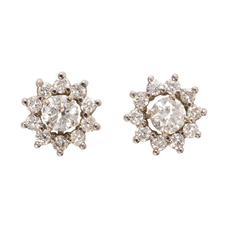 14k white gold diamond earrings