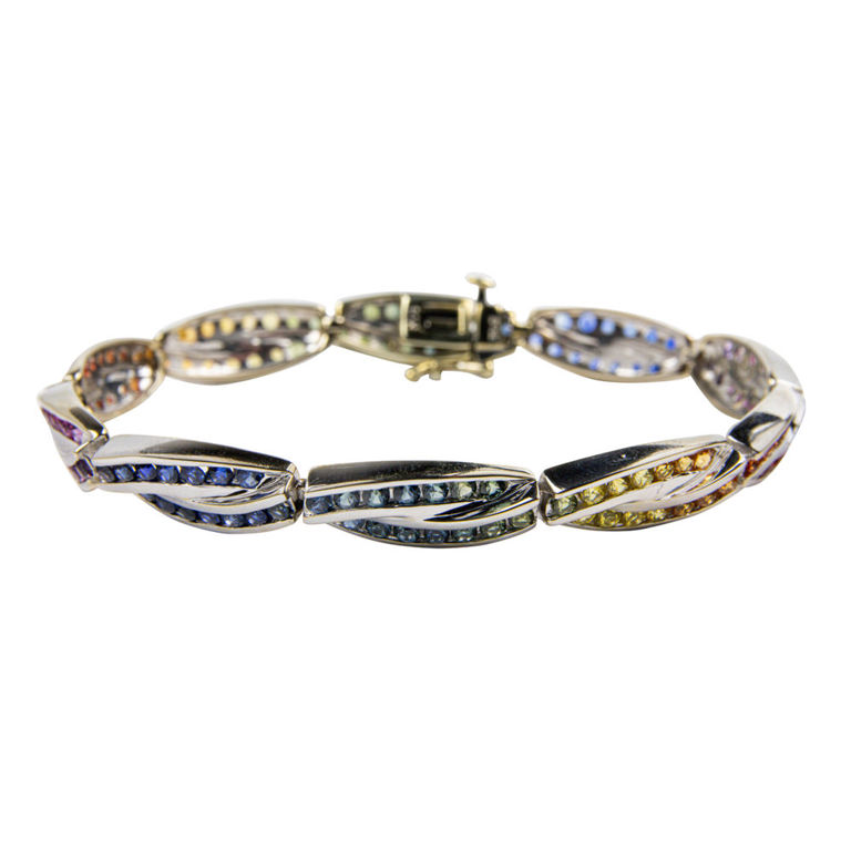 14k white gold synthetic sapphire bracelet
