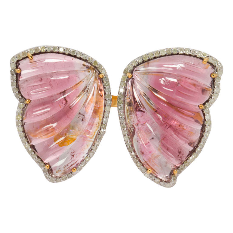 Tourmaline butterfly ring