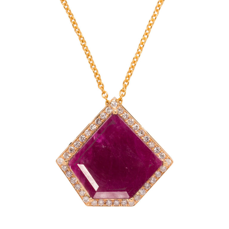 18k gold ruby and diamond necklace