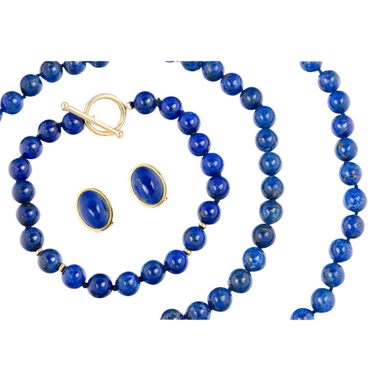 14k gold lapis lazuli jewelry set