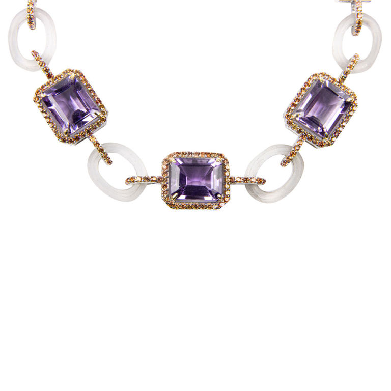 14k gold amethyst sapphire necklace