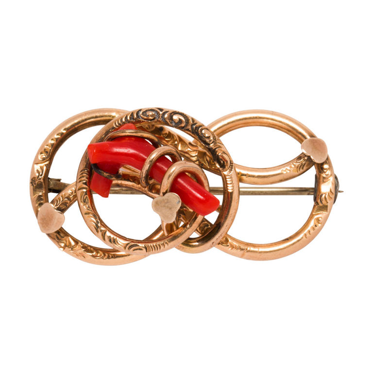 10k gold coral brooch