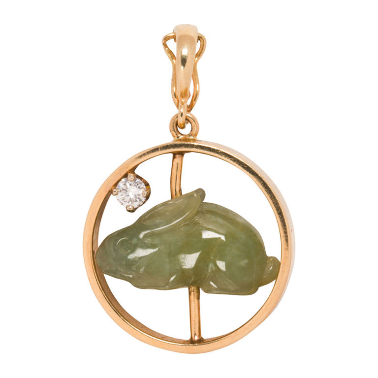 14k gold jade pendant