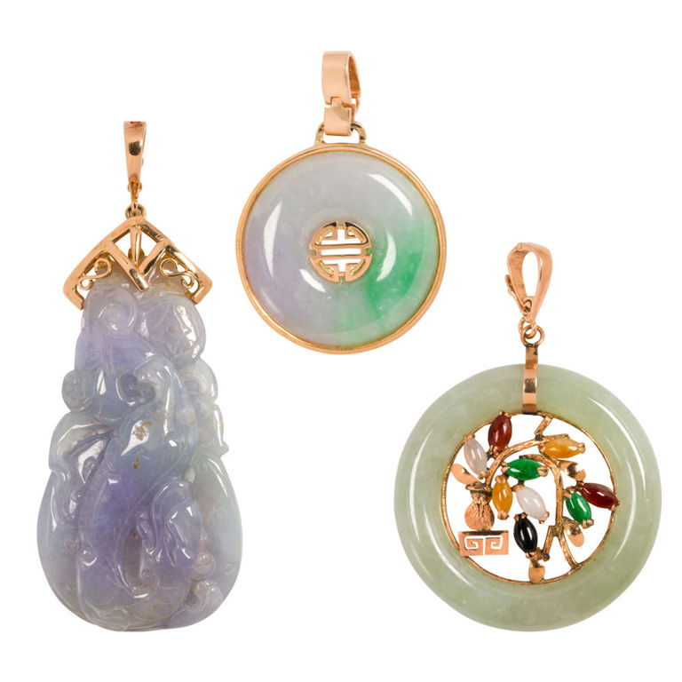 14k gold jade pendant group