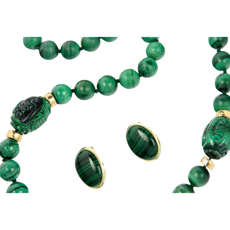 14k gold malachite jewelry set