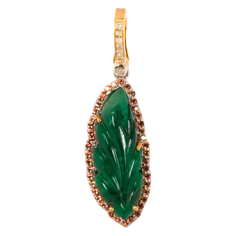 14k gold emerald sapphire pendant
