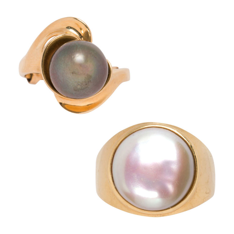 14k gold cultured pearl rings