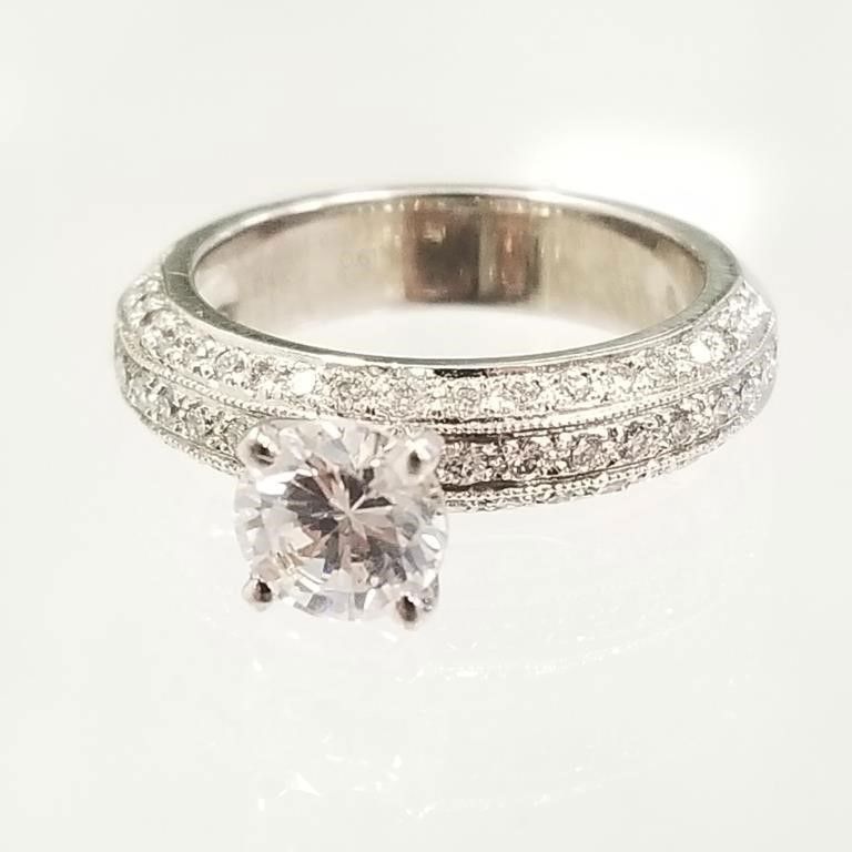 14k white gold semi-mount ring with diamonds